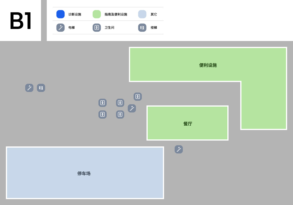 Basement 1st floor: There is a toilet and stairs on the left side opposite the parking lot, and an elevator and stairs on the right side of the opposite side. There are stairs just to the right of the parking lot, and there is a restaurant diagonally in front of the right side of the parking lot. There are convenience facilities in the shape of 'Giyeok' from the right to the front with the restaurant as the focus.